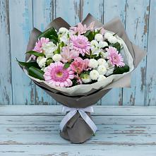 Букет цветов из:  Герберы, Альстромерии и Хризантемы в Запрудне