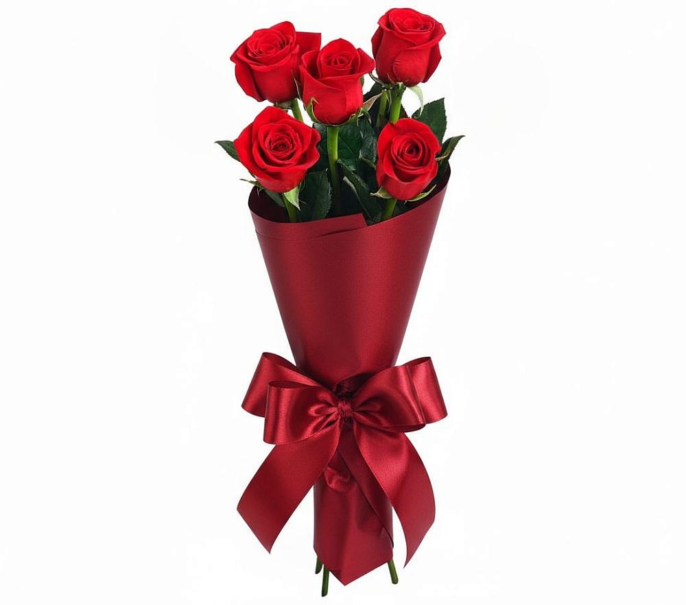 Букет 5 Красных роз Эдлесс Лав в Запрудне