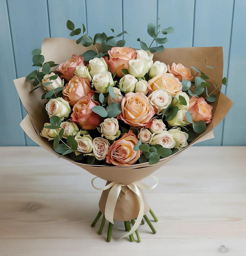 Букет цветов из: Альстромерии и Розы в Запрудне