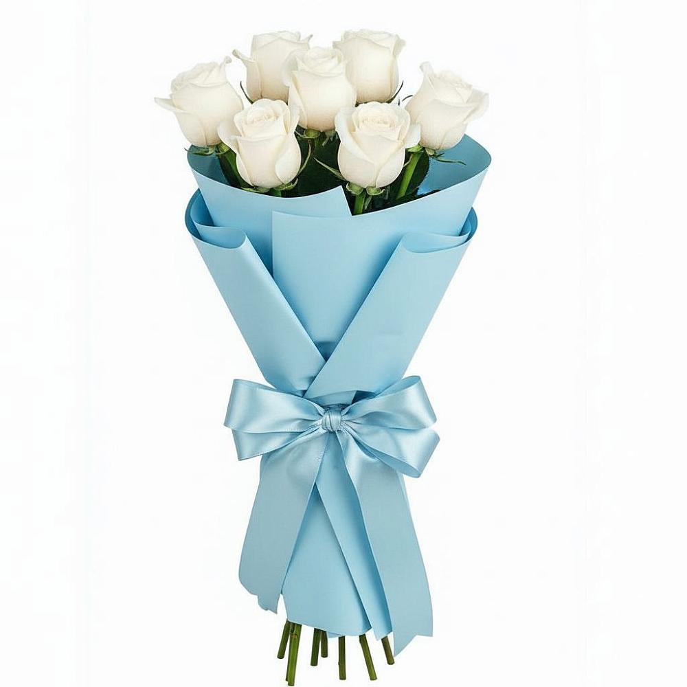 Букет 7 белых роз Проуд в Запрудне