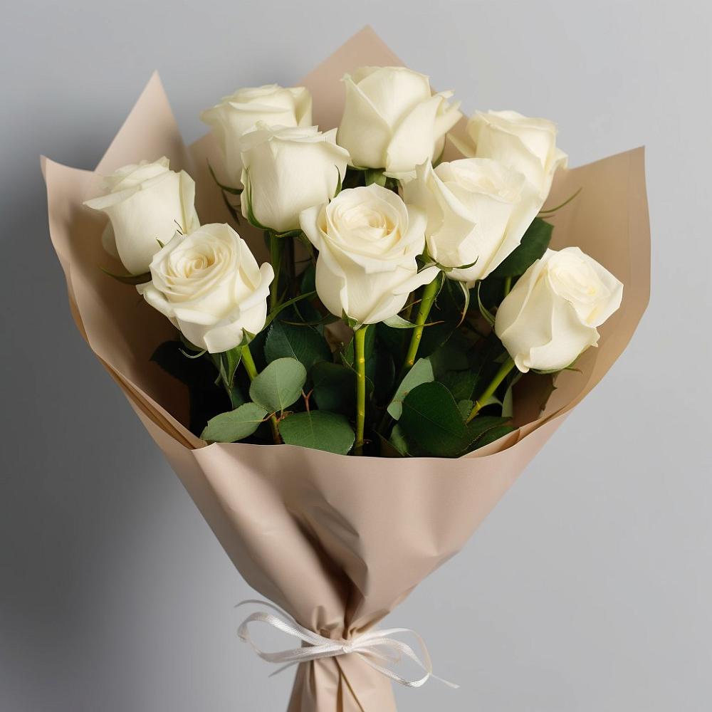 Букет 9 Белых роз Эдлесс Лав в Запрудне