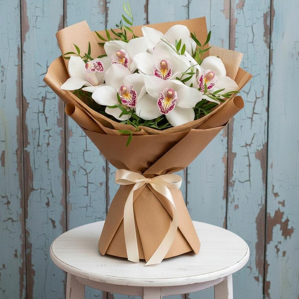 Букет цветов из: Орхидеи и Розы в Запрудне