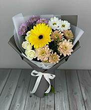 Букет цветов из:  Розы, Герберы и Хризантемы #REPLACE_PRED# Запрудне