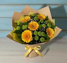 Букет цветов из:  Герберы и Хризантемы в Запрудне