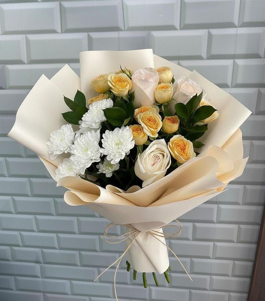Букет цветов из: Розы и Хризантемы в Запрудне