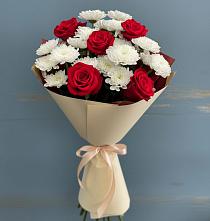 Букет цветов из:  Розы и Хризантемы в Запрудне