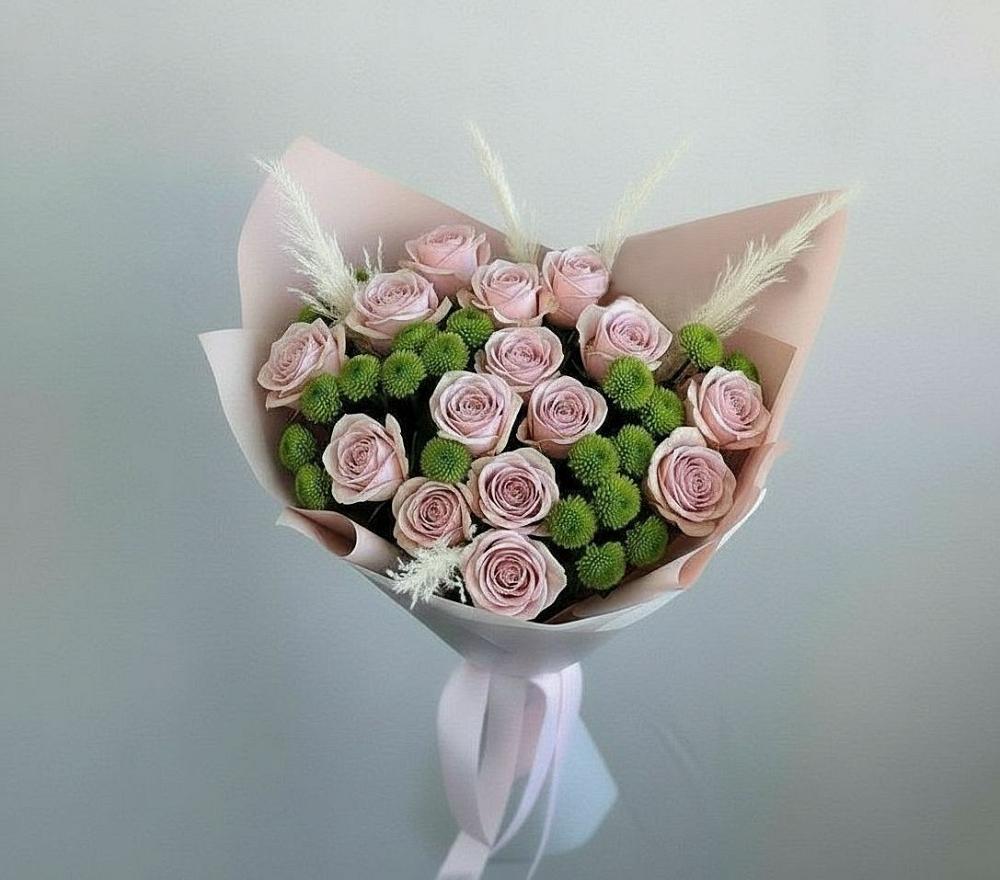 Букет цветов из: Розы и Хризантемы в Запрудне