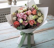 Букет цветов из:  Розы, Лизиантусы и Гвоздики #REPLACE_PRED# Запрудне