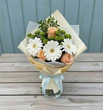 Букет цветов из:  Герберы, Розы и Хризантемы #REPLACE_PRED# Запрудне