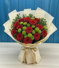 Букет цветов из:  Розы и Хризантемы в Запрудне