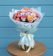 Букет цветов из:  Хризантемы и Розы в Запрудне