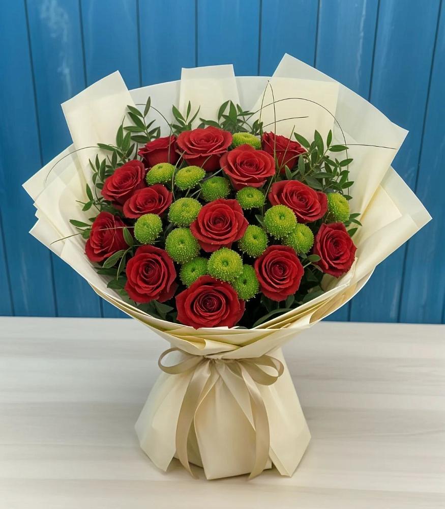 Букет цветов из: Розы и Хризантемы в Запрудне